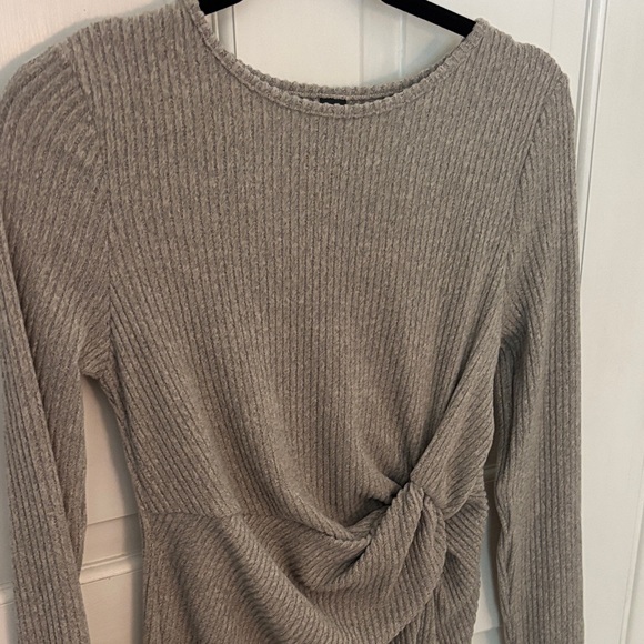 SHEIN Long Sleeve Knotted Dress in Taupe - Picture 2 of 7